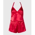 thumbnail image 4 of Satin PJ Set With Wicked Lace Trim in Crimson, 4 of 5