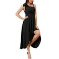 thumbnail image 4 of INSPIRE CHIC Vestido de Verano Casual para Mujer con Dobladillo Irregular Sin Mangas y Tirantes de Espagueti Plisado y Fluido Negro S, 4 of 5