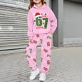 thumbnail image 2 of Ulitacool Boys Outfits Long Sleeve Tracksuit Graphic Print Hooded And Pants Play Two Piece Outfit For Kids Youth Casual Wear Light Pink 5-6 Years, 2 of 5