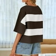 thumbnail image 3 of Jalioing T Shirt for Women Trendy Half Sleeve Dropped Shoulder Striped Tee Oversized Casual Crew Neck Tops, 3 of 7