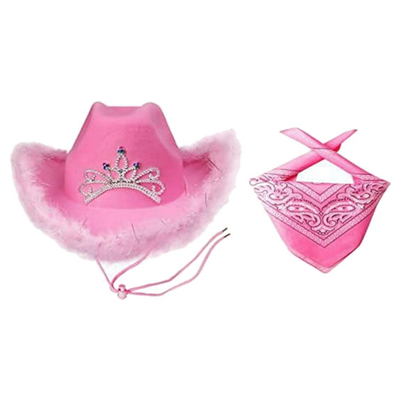 Western Cowboy Hats Fedora Hat with Windproof Rope Sun Hat Jazz Hat for Summer Travel Costume Clothes Accessories Party pink