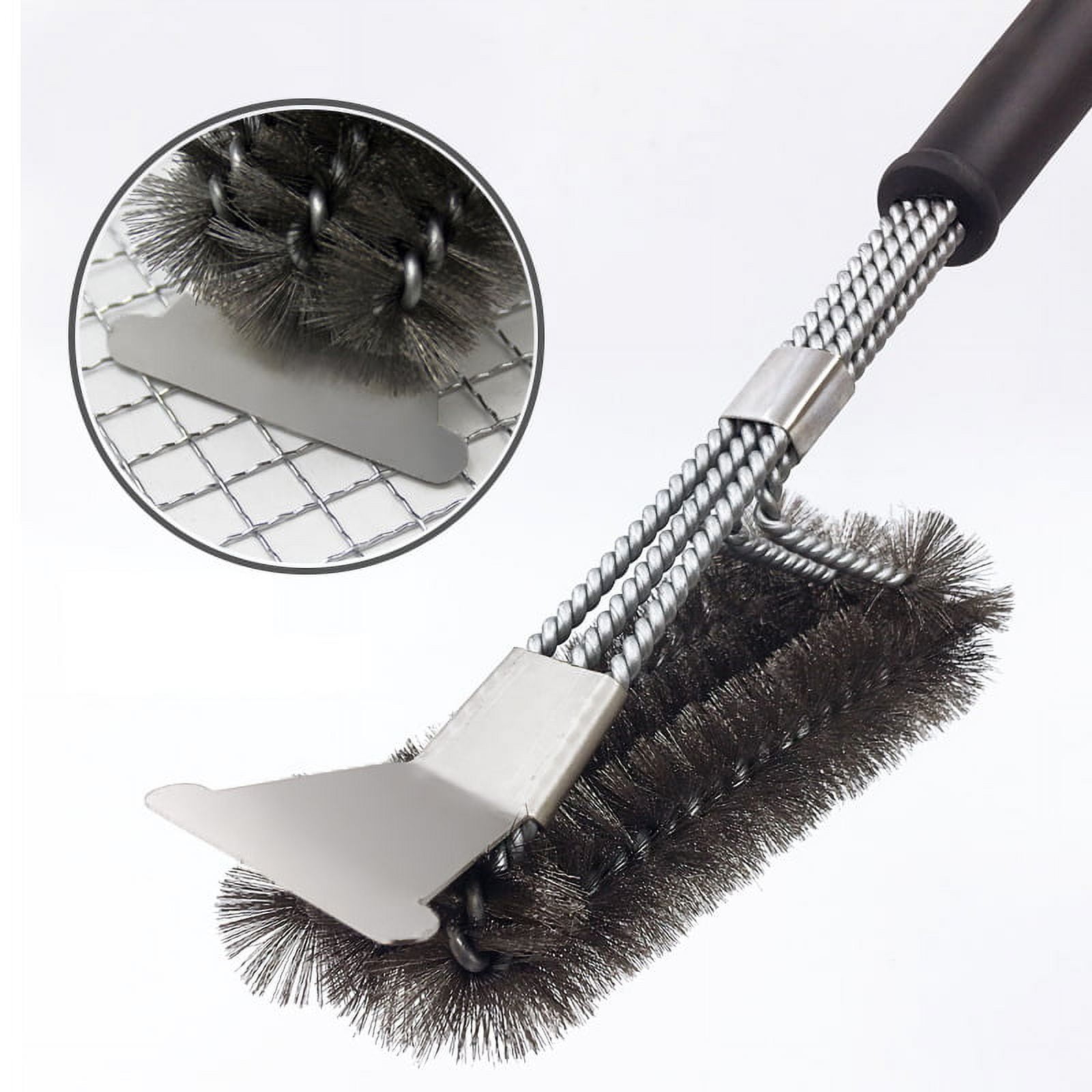 Tebru Grill Brush Extra Strong Kitchen BBQ Cleaner Stainless Steel Safe Wire Bristles, BBQ Grill Cleaning Brush, Grill Brush