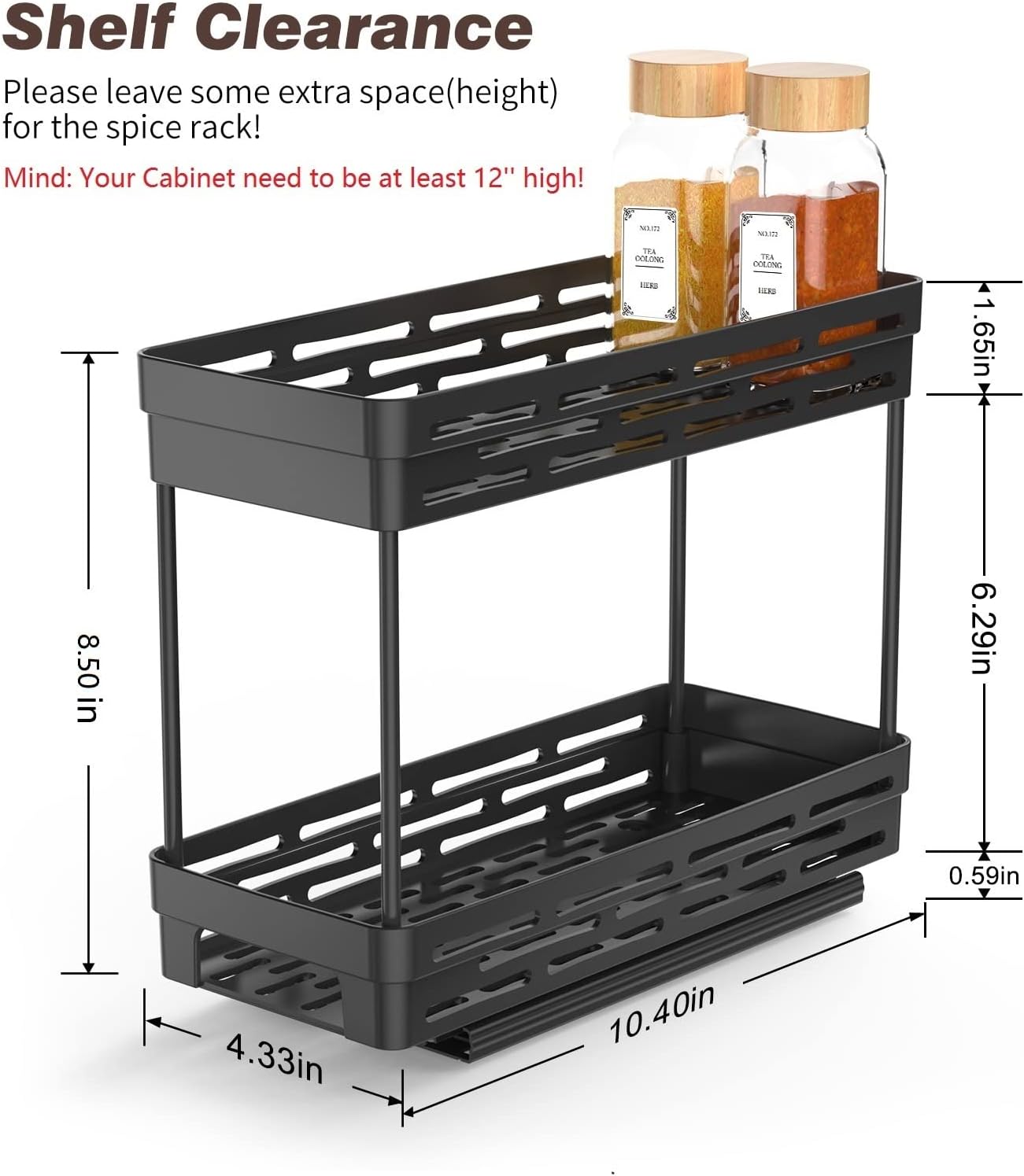 Aokiwo 2-Pack Pull-Out Cabinet Spice Rack Organizer photo 8