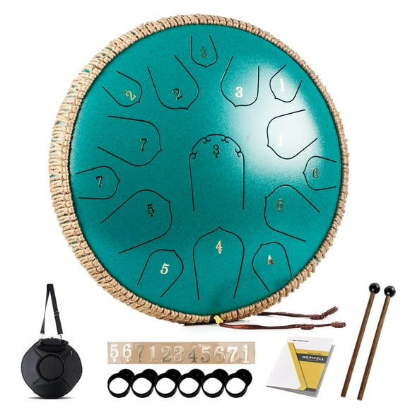 Tambor HOPWELL de acero, 15 notas, 35,56 cm, con libro de música y bolsa