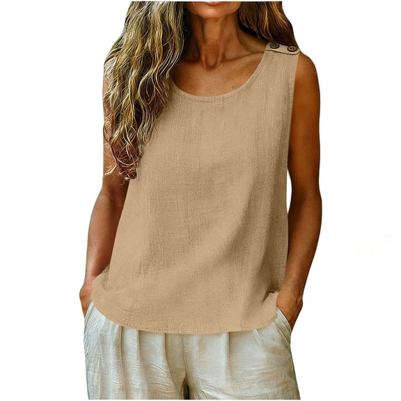 Cilsoka Oversized Linen Tank Tops for Women 2026 Summer Casual Comfy Sleeveless Linen Shirts Loose Lightweight Gauze Blouses