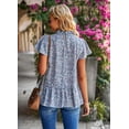 thumbnail image 5 of Purcoar Women's Floral Ruffled Short Sleeve Tops Round Neck Casual Blouses, 5 of 7
