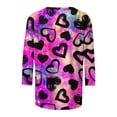 thumbnail image 4 of Meichang T-Shirts pour Femmes Valentines Day Tops Mignons Cœur Graphique Tees Vacances Col Rond Tops Manches 3/4 Coupe Ample Cadeaux de Vacances Blouses Tees, 4 of 5