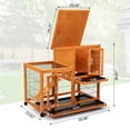 thumbnail image 3 of Pefilos 39" Waterproof Chicken Coop for Outdoor, Indoor Rabbit Hutch, Wood Hen House with Rolling Casters, Removable Tray, Orange, 3 of 10