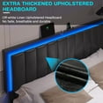 King Size Bed Frame with LED Lights, Adjustable Headboard, Charging Station, No Box Spring