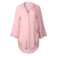 thumbnail image 5 of Only Moment Button Down Shirts for Women Long Sleeve V Neck Bamboo Nodes Cotton Loose Fit Long Sleeve Collared Blouse Casual V Neck Tops Outfits Pink,S, 5 of 6