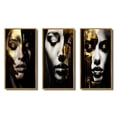 thumbnail image 2 of Designart "Sensual Glamour Portrait of a Woman in Black and Gold III" Fashion Woman Framed Wall Art Set Of 3 - Gold Glam Frame Canvas Set For Living Room Decor, 2 of 6