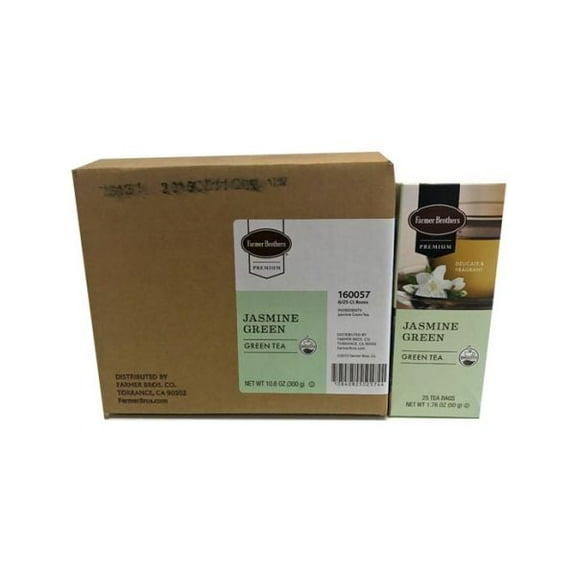 Farmer Brothers Premium Jasmine Green Hot Tea, 6/25 ct tea boxes