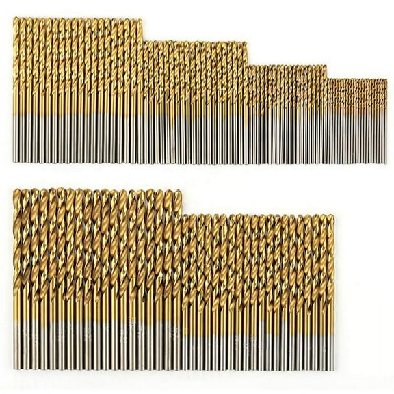 MountRuby Titanium Coated Drill Bit Set, 120-Piece, High-Speed Steel (HSS) for Metal and Steel, Gold Finish