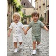thumbnail image 6 of BemeyourBBs Toddler Baby Boy Summer Clothes 0 6 12 18 24 Months 2 3 4 Years Newborn Baby Boys Summer 2 Piece Outfits Short Sleeve Pocket Button Down Shirt and Shorts Set, 6 of 9