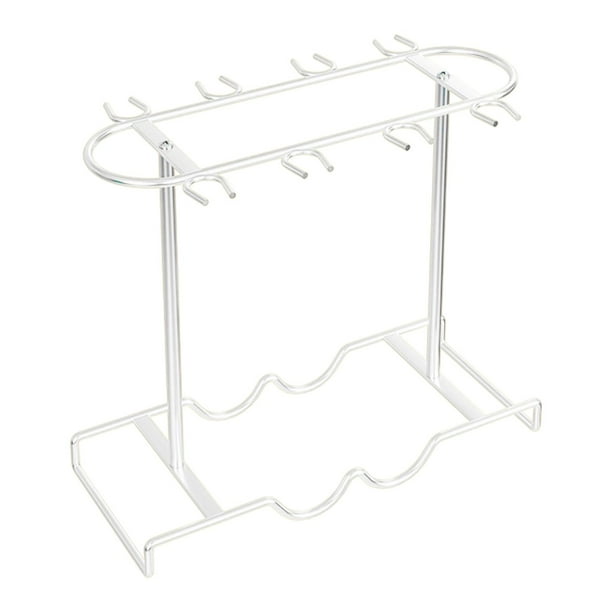 Soporte para copas de vino de encimera, organizador de copas de vino, estante de almacenamiento de copas de mesa Blanco