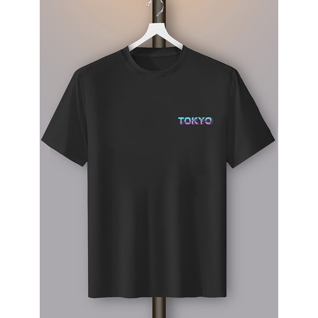 Men's Casual Anime & Car Graphic Tee - Soft Cotton, Stretch Fit, Machine Washable - Perfect for Summer Outings
