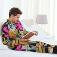 thumbnail image 6 of Naloa Graffiti Lamp Urban Scene Men’s Pajamas Set - Long Sleeve Button Down Sleep Shirt and Pajama Bottoms Sleepwear Set-Small, 6 of 7