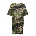 thumbnail image 6 of Feancey Oversized Jumpsuits for Women Plus Size Casual Camo Printed Romper Shorts Summer Short Sleeve V Neck Overalls with Pockets Spring Sale 2025 Army Green XXL, 6 of 7