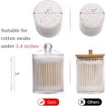thumbnail image 3 of Tbestmax 4 Pack Qtip Holder 10 oz Plastic Apothecary Jar Set for Bathroom Canister Storage Organization, Bathroom Dispenser for Cotton Swab, Floss Picks - Bamboo Lids, 3 of 10