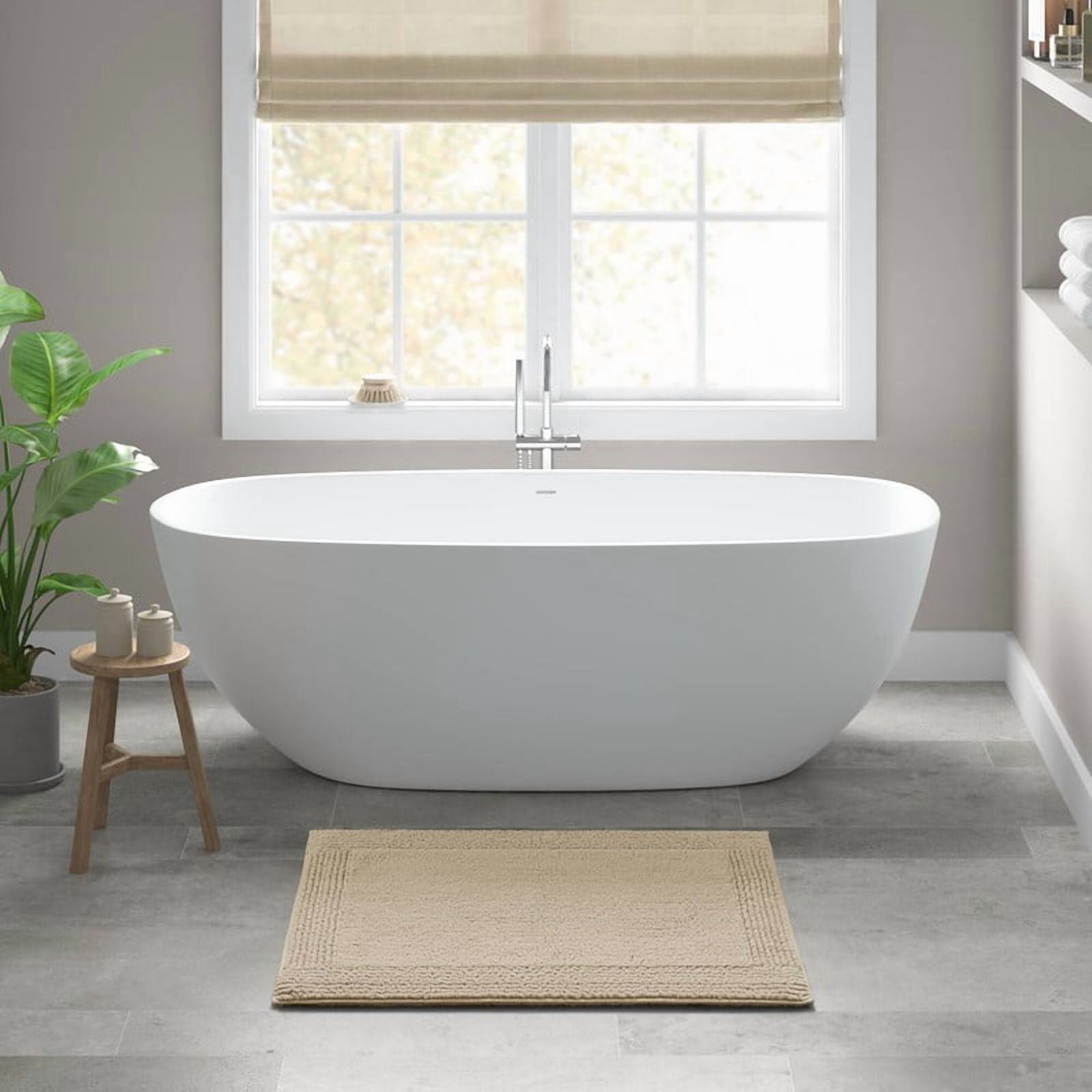 24x44 Inches Reversible Bath Rug, 100% Cotton 3000 GSM Tufted Bath Mat, Natural Luxury Soft Plush Bathroom Rug for Bathroom Shower Floor Home Decor