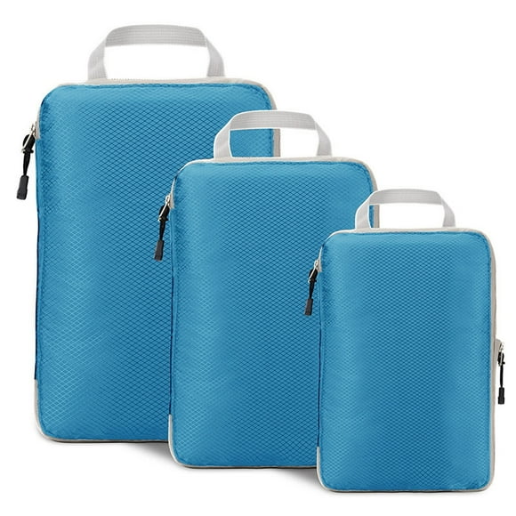 Ratfeit Compression Packing Cubes, 3pcs Expandable Storage Travel Luggage Bags Organizers (Gray)