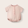 thumbnail image 2 of Rvasteizo Girls Romper Solid Short Sleeve Double Gauze Cotton for Infant 3 Months-2 Years Summer Daily Outfit, 2 of 4