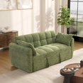 thumbnail image 2 of FFH 65" Futon Couch, 3-in-1 Pull Out Sofa Bed, Velvet Loveseat Sleeper with Adjustable Backrest for Living Room, Green, 2 of 6