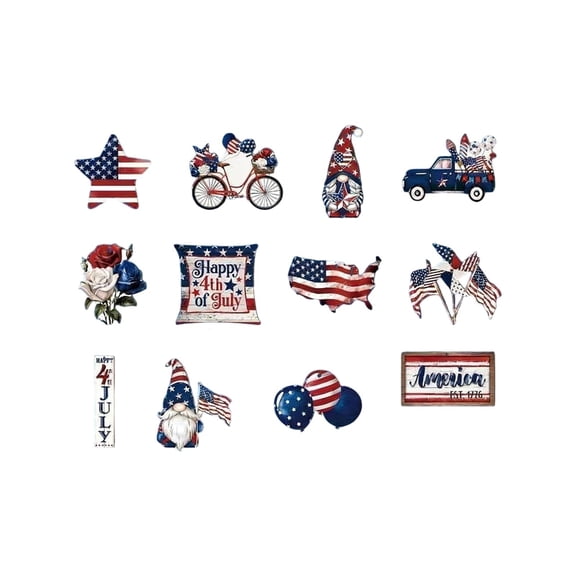 Memorial Day Saving!4th of July Decorations, 12 Independent Day Wooden Home Decor Hanging Accessories