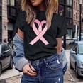 thumbnail image 4 of Cancer Shirts for Women Short Sleeve Crewneck Pink Ribbon Graphic Tees Cancer Awareness Shirt, 4 of 6