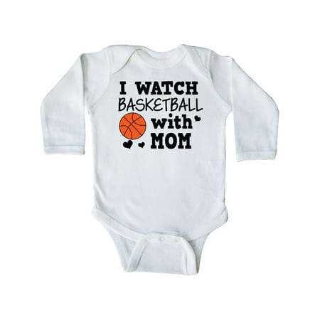 

Inktastic I Watch Basketball with Mom Gift Baby Boy or Baby Girl Long Sleeve Bodysuit