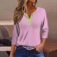 thumbnail image 2 of GYUJNB 3/4 Length Sleeve Womens Tops Button Down Summer Henley Neck T Shirts Plus Size Blouses, 2 of 5