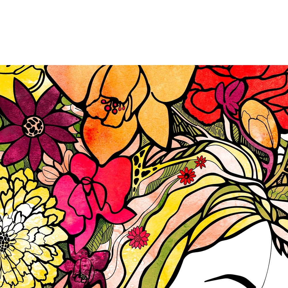 Beauty from Within Flowerhead -14"x14" Canvas Artwork - Multi-Color 30 x 30