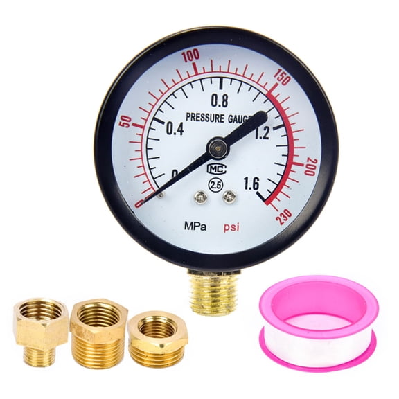 RUISINERY Air Compressor Pressure Gauge Set Includes 3 Adapters For Accurate Of Air Pressure In Various Devices
