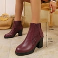 thumbnail image 5 of High Heel Ankle Boots Chunky Sole Casual Fashion Solid Color Back Zipper Round Toe Women's Short Boots for Winter Outdoor Wear, 5 of 8