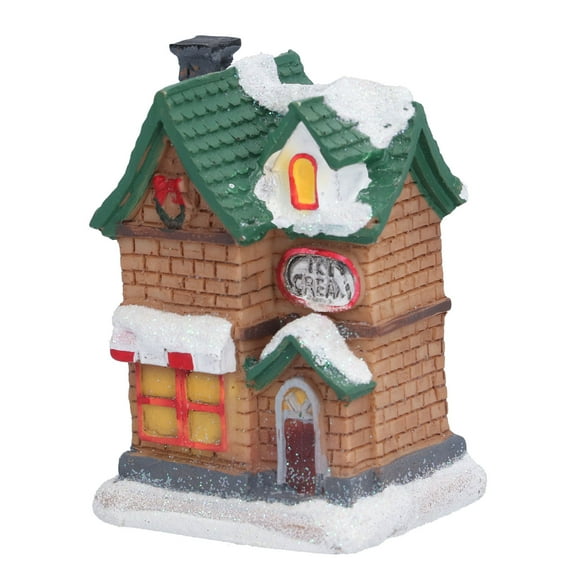 Resin Christmas Scene Village Houses Town With LED Light Battery Operate For Christmas Holiday Party Decoration
