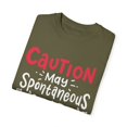 thumbnail image 3 of Caution May Spontaneous Start Singing Quote Hilarious Weird Friend Trait Men Women Unisex Garment-Dyed T-shirt, 3 of 4
