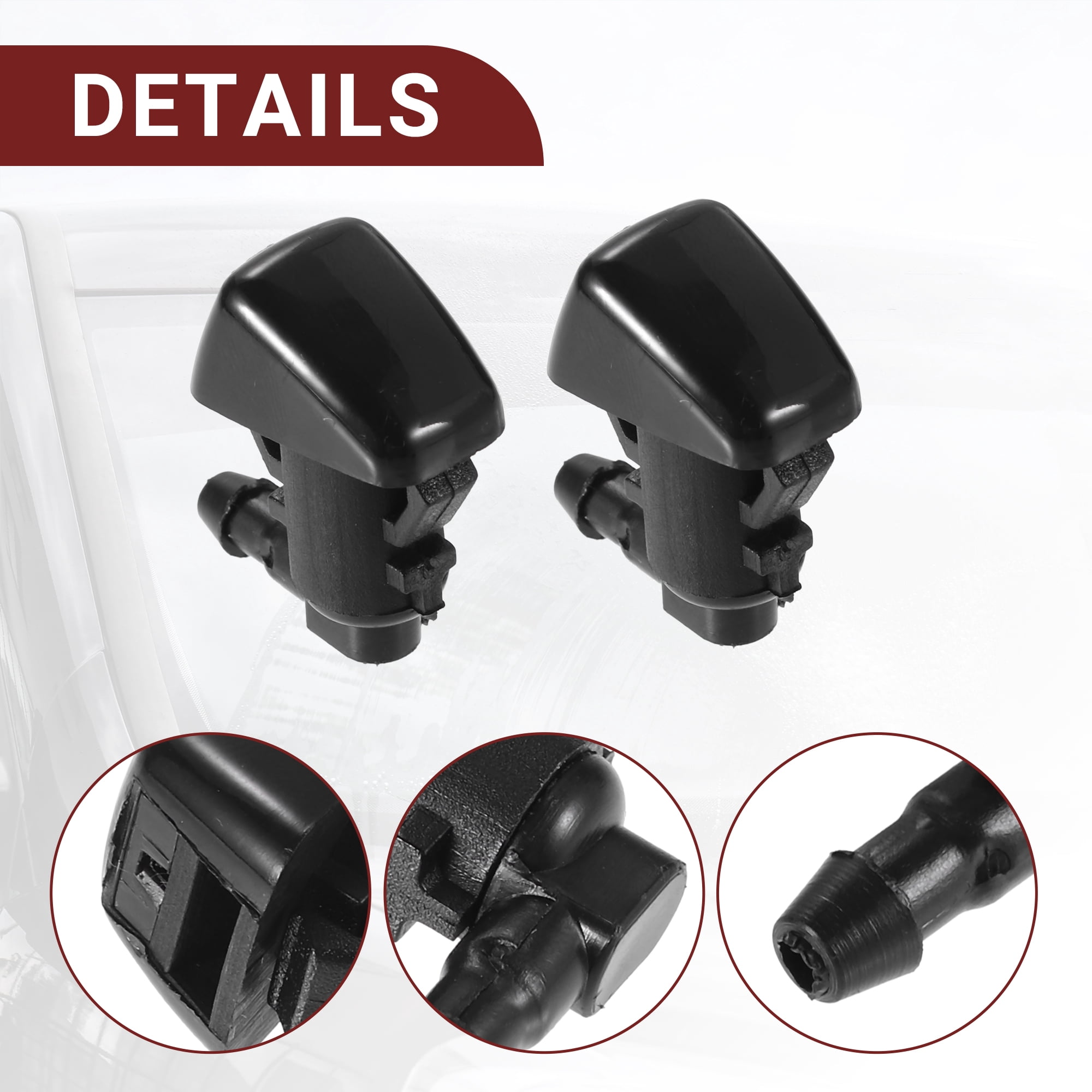 Unique Bargains Windshield Washer Nozzle for Ford Edge Black with Hose and Connectors