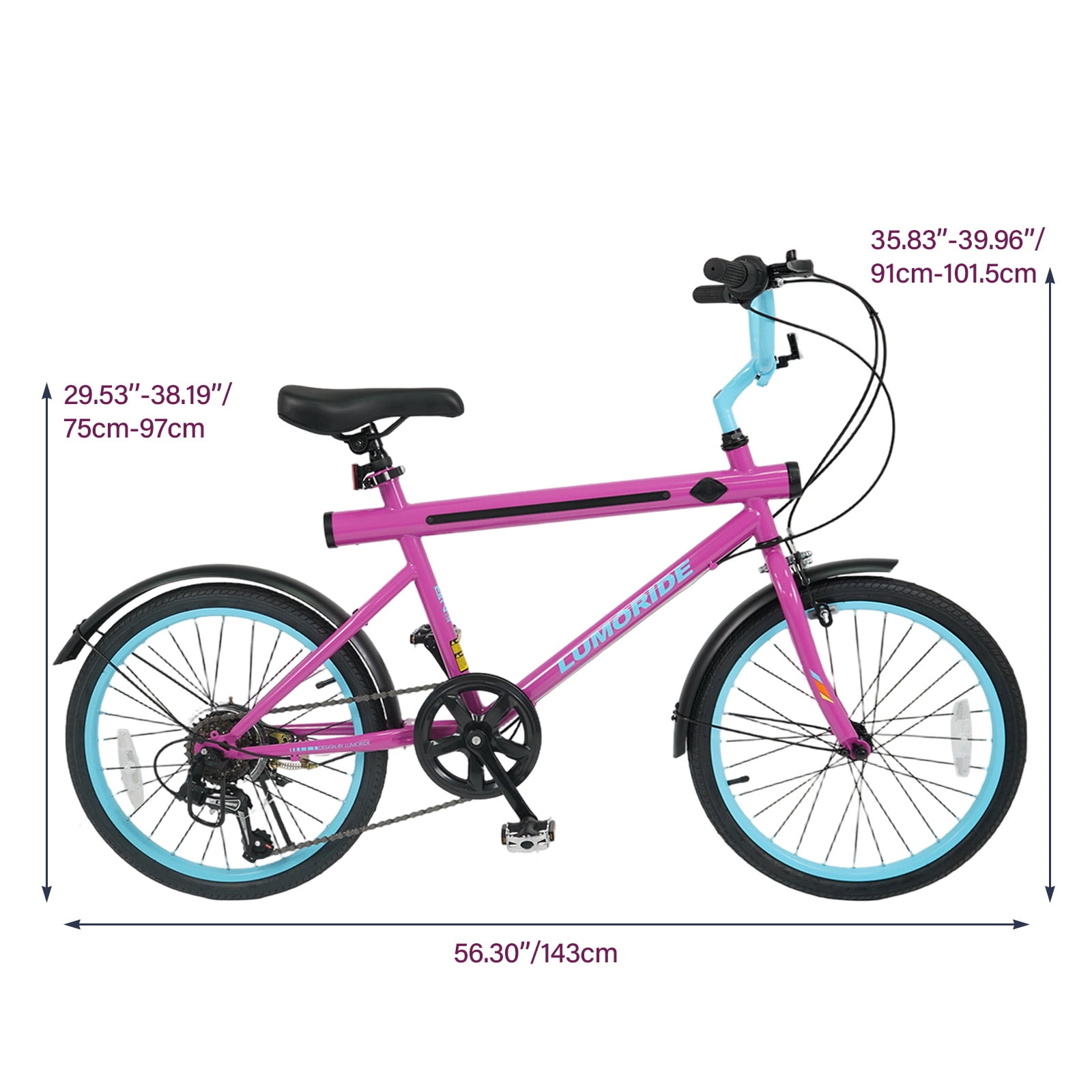 OLAKIDS Mountain Bike, 20 Inch Bicycle with 7 Lighting Modes Bluetooth Music 6 Speed Drivetrain