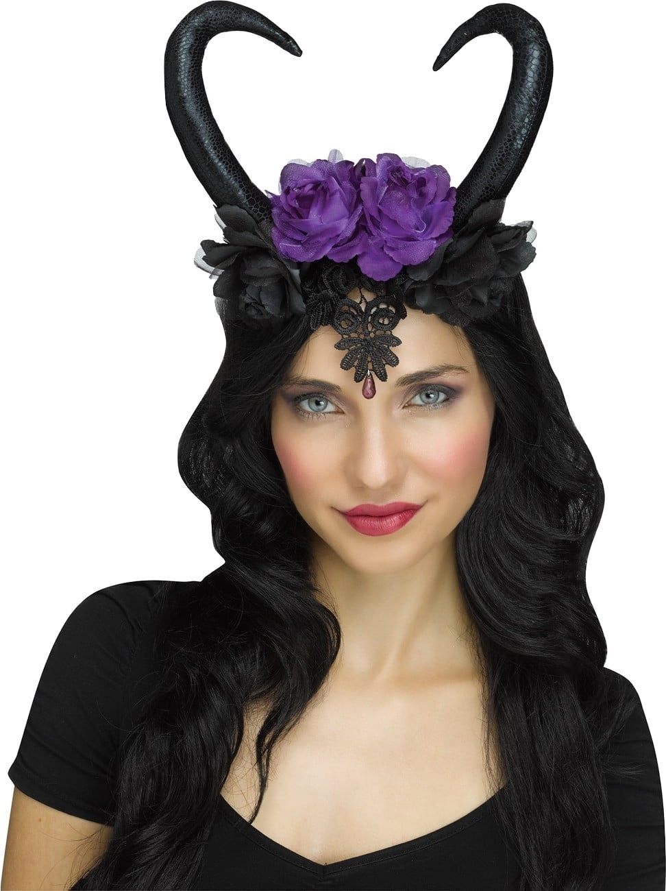 Evil Fairy Queen-Child's MALEFICENT HORN HEADBAND & CLOAK Halloween-Fancy Dress 