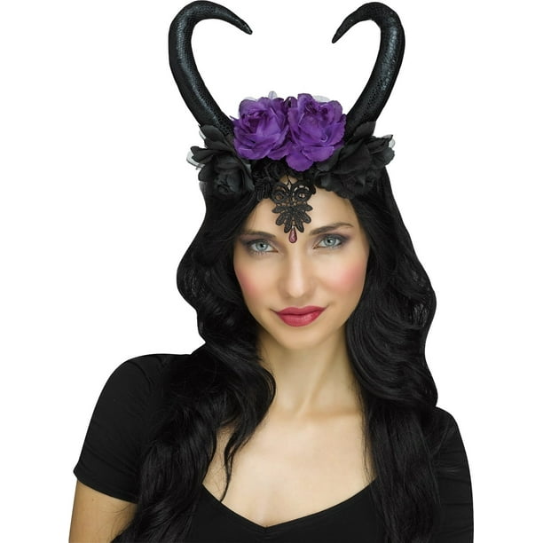 Dark Dragon Forest Fairy Black Headband Evil Jewel Horned Horn Costume