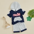 thumbnail image 3 of Okbabeha Baby Baseball Outfit Play Ball Hooded Sweatshirt and Shorts Game Day Outfit Toddler Boy Summer Clothes, 3 of 6