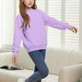 thumbnail image 5 of zbxnLI Girls Crewneck Sweatshirt Trendy Kids Oversized Solid Color Long Sleeve Pullover Tops 5-15 Years, 5 of 7