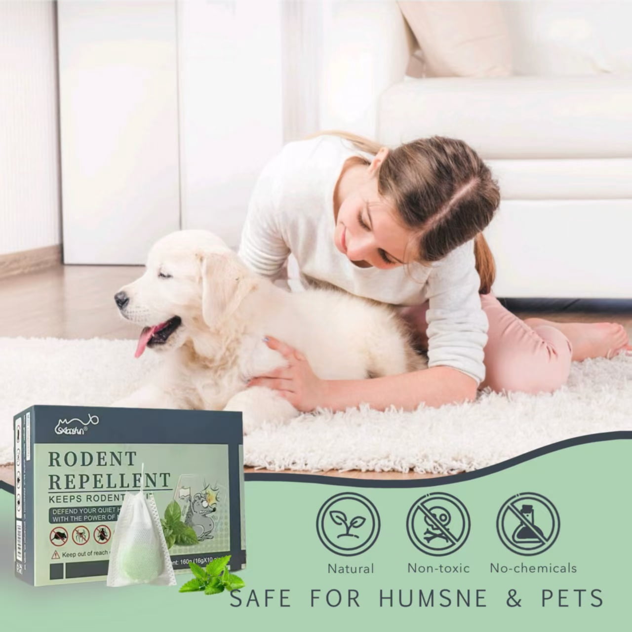 Pest Repellent Pouches-10 Pack Peppermint Oil for Mice, Rodent, Mouse, Rats, Spider, Squirrel, Pest Control Indoor & Outdoor, Natural Mouse Deterrent Replace Traps Family & Pet Safe