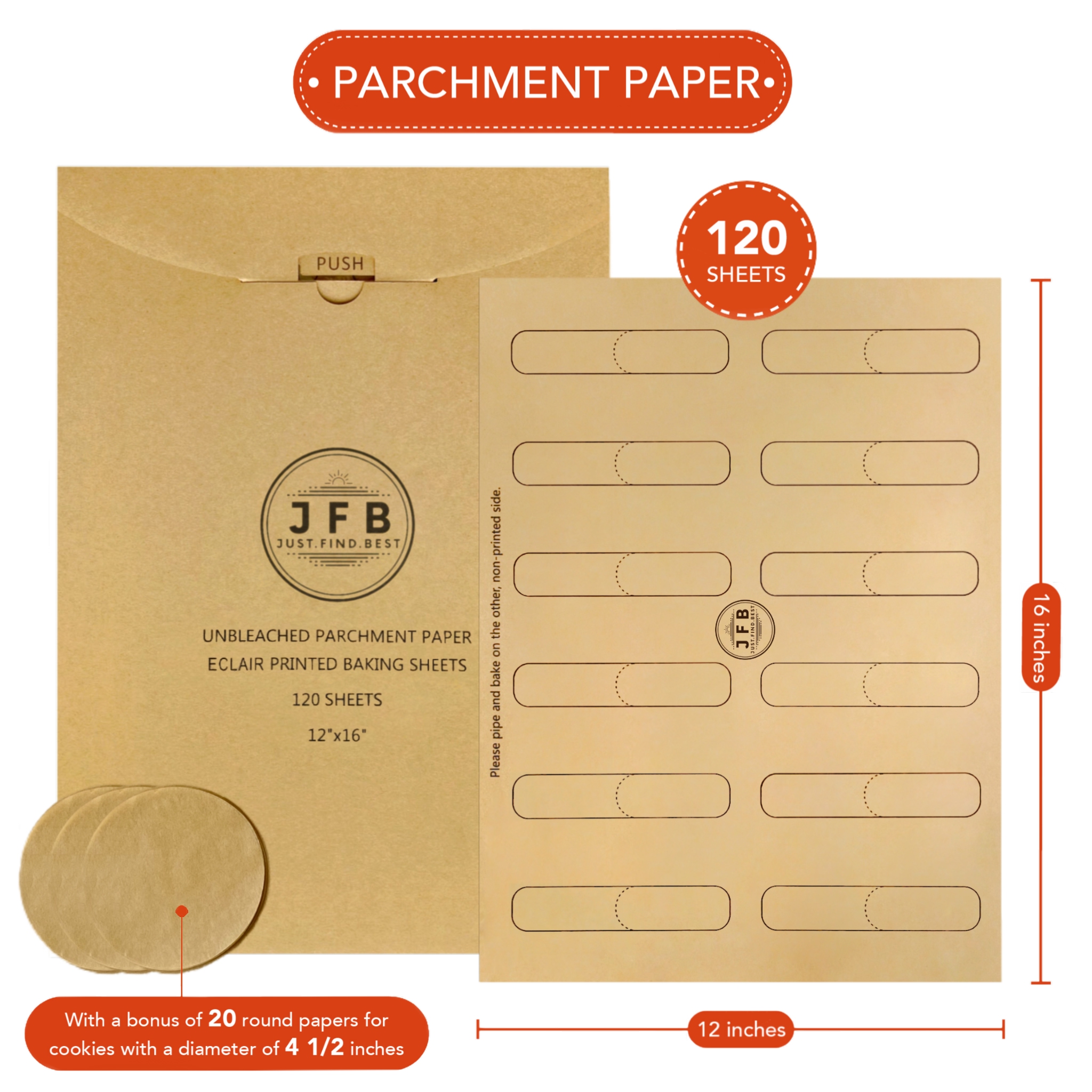 Eclairs Printed Parchment Paper - Baking Paper | Just.Find.Best