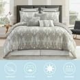 thumbnail image 2 of Lanco Smoke Grey Comforter Set California King Size, 9 Piece Jacquard Floral Bedding Set, All Season, Ultra-Soft, Matching Pillows & Shams, Bed Skirt, 2 of 7