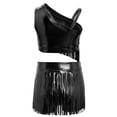 thumbnail image 3 of iiniim Girls Metallic Ballroom Latin Dance Dress Tassel Crop Top and Fringe Skirted Shorts 2 Piece Outfit Black 8, 3 of 7