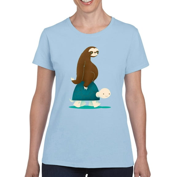 Image Conscious Hitchhiking Sloth T-Shirt Womens -Jay Fleck Designs, Female Regular Fit