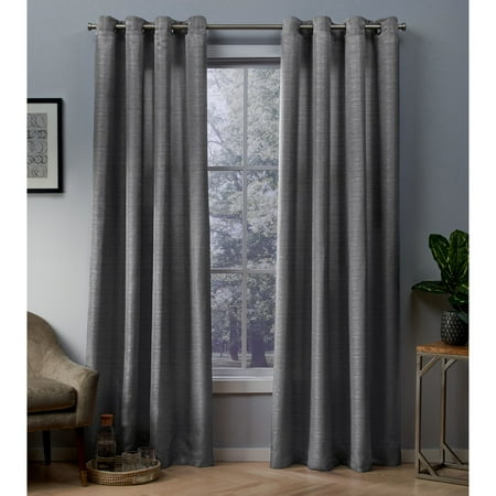 - Exclusive Home Curtains 2 Pack Whitby Metallic Slub Yarn Textured Silk Look Grommet Top Curtain Panels