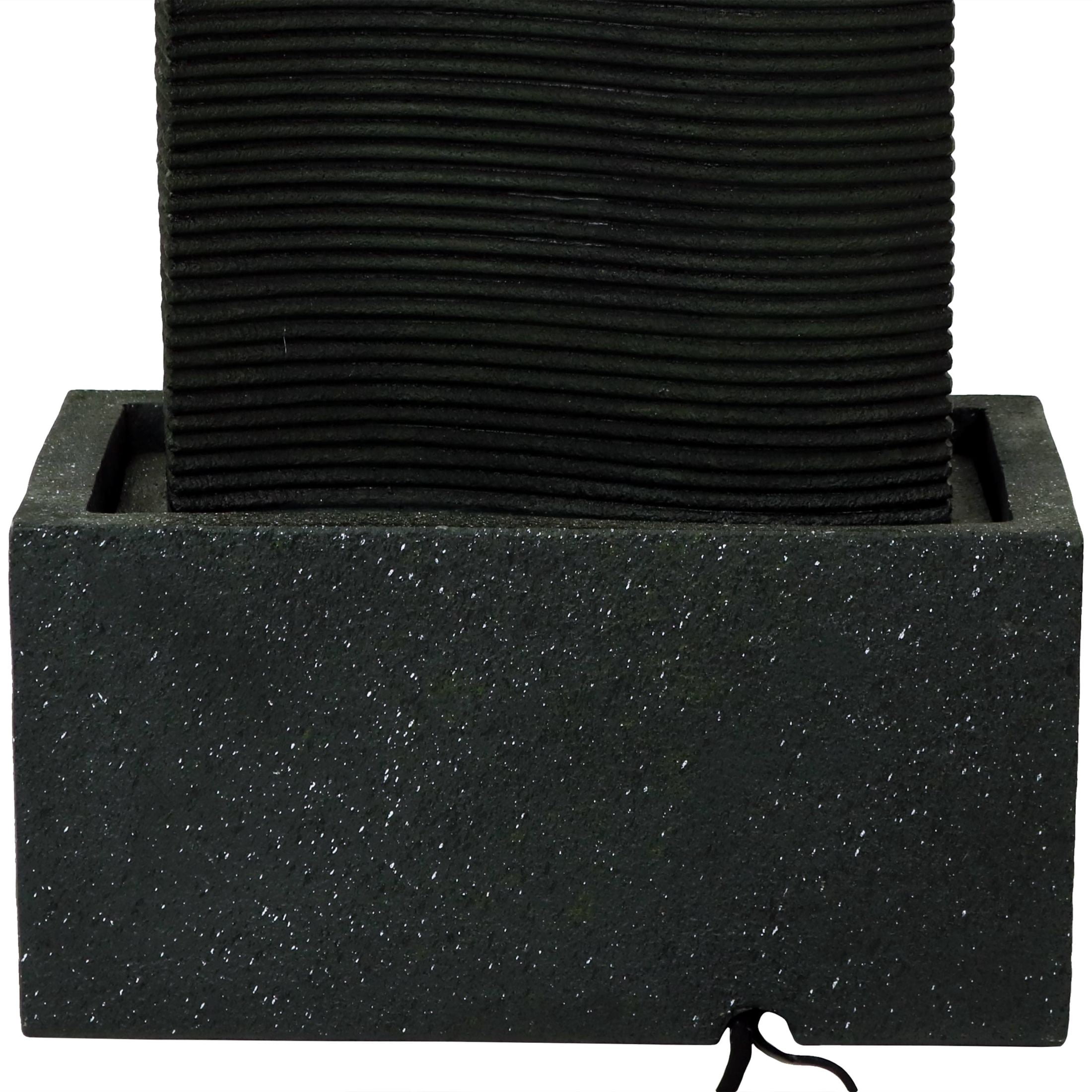 Sunnydaze Rippling Tower Polyresin Outdoor Water Fountain with Lights