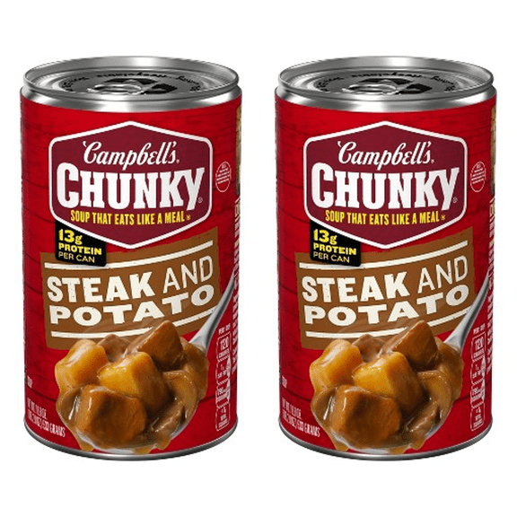 Campbell’s Chunky Soup, Ready to Serve Steak and Potato Soup, 18.8 oz Can, (Pack of 2)
